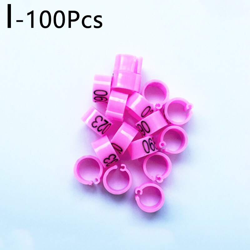 No.001 ~ 100 Vogels Voeten Clip Ringen Binnendiameter 8Mm Breedte 5Mm 100Pcs Plastic Ring Duif Duif kwartel Voet Ring Dier Carrier: I