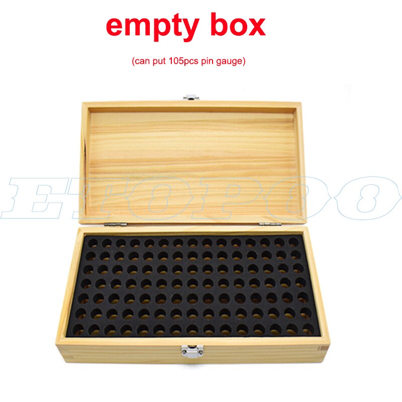 Medidor de pino de aço de precisão, 1.00 ~ 2.00mm ~ 3.00mm ~ 4.00 ~ 5.0, 0.01, plugue suave ferramenta de medição do furo do medidor, 101 pçs/lote: empty wooden box