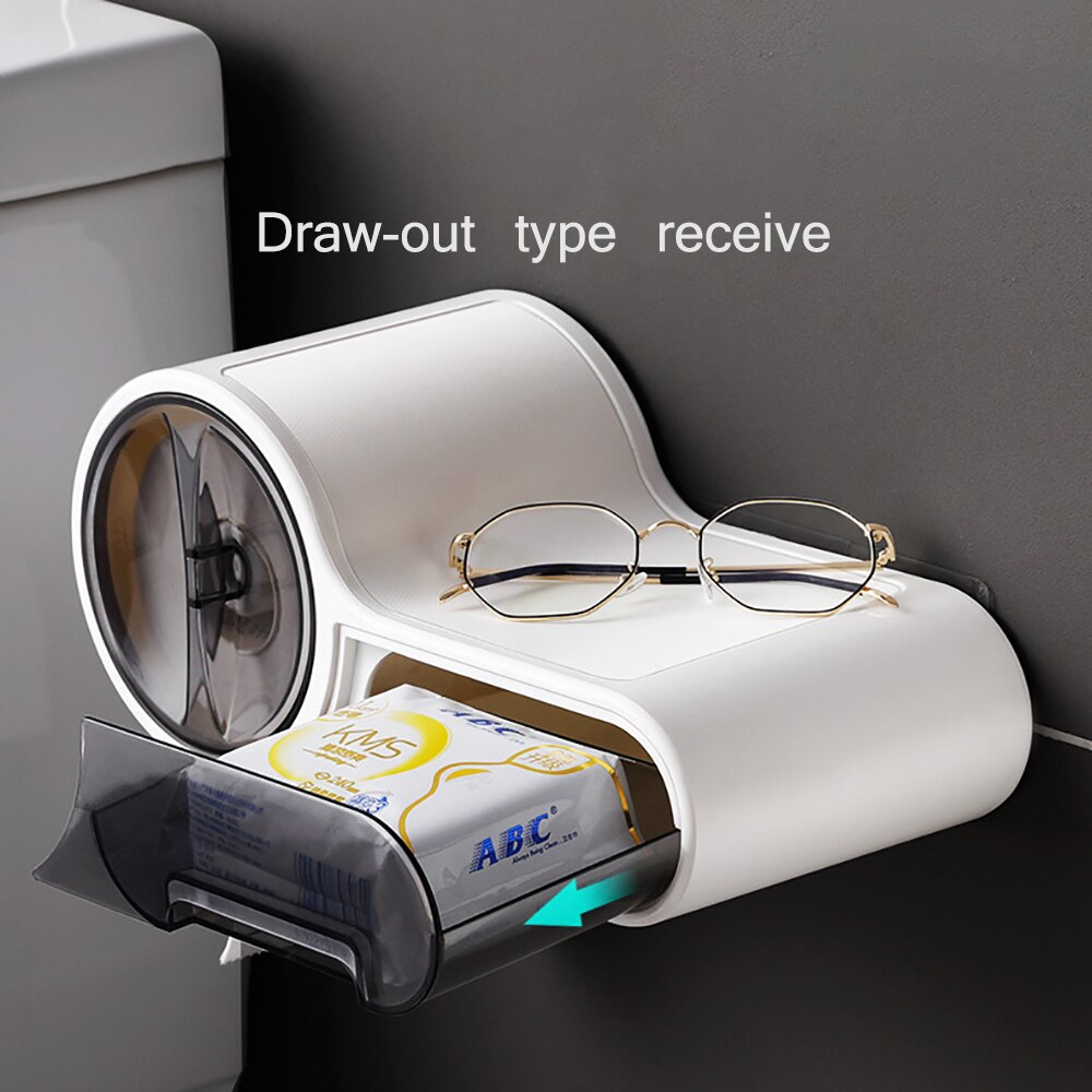 Wall Mount Toilet Paper Holder Toilet Paper Tray Roll Paper Tube Storage Box Tray Tissue Box Home Bathroom Product