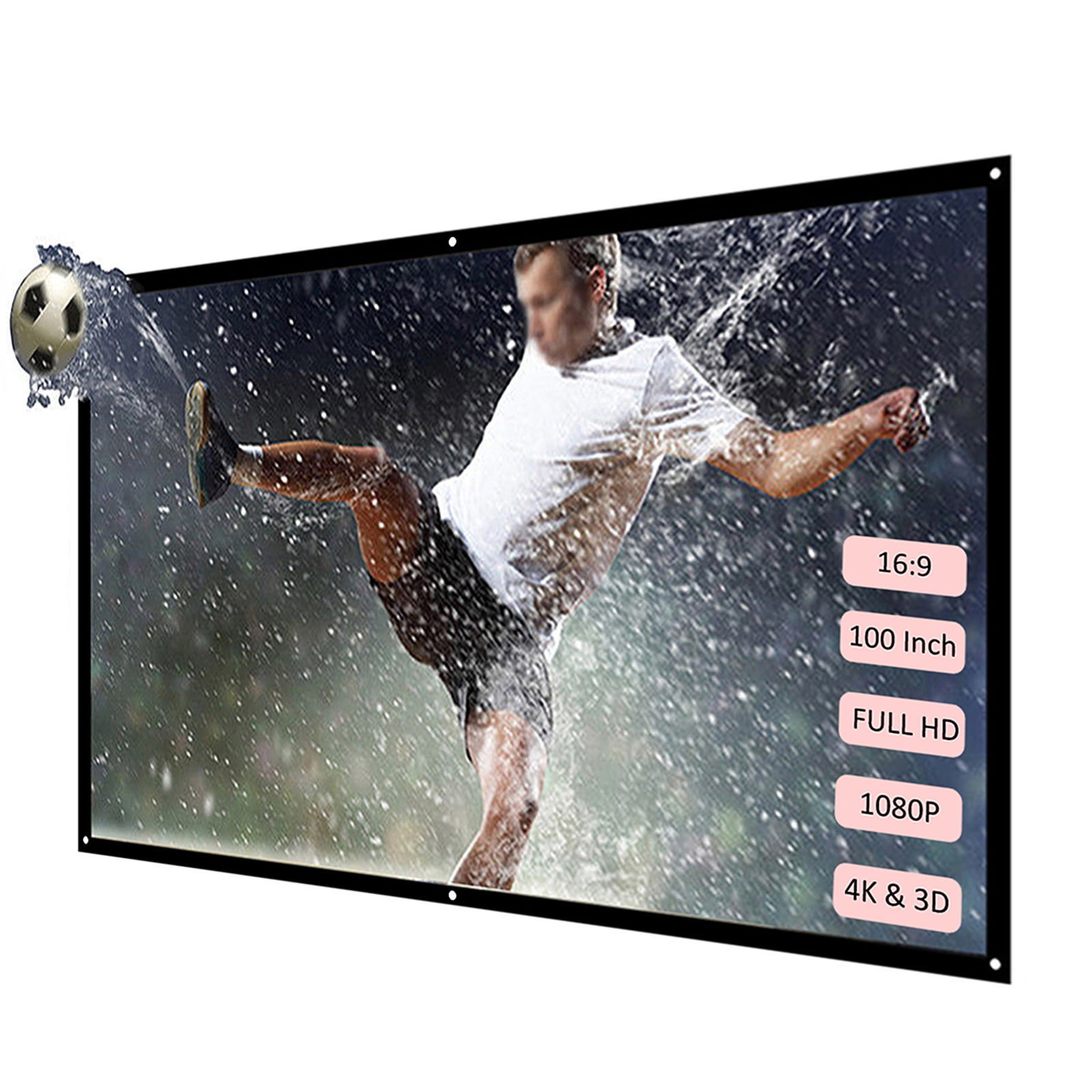 16:9 Projector Screen Portable HD Projection Screen Foldable Wall Mounted for Home Theater Office Movies Indoors Outdoors