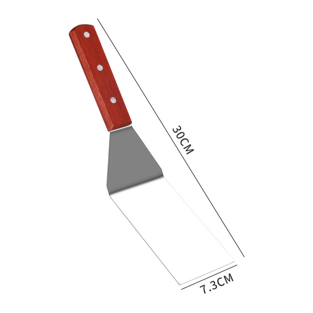 Metal Spatula For Cast Iron Skillet Stainless Steel Grill Spatula Slotted Spatula Turner Fish Spatula With Wood Handle: A