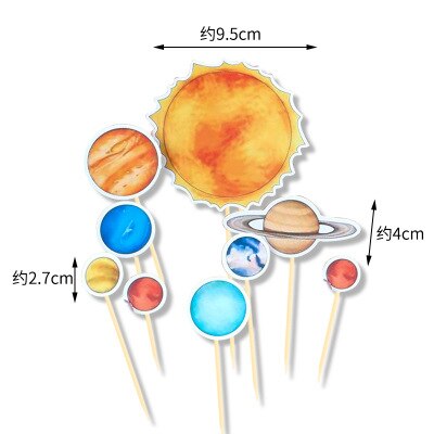 6 stk rumraket dem festdekoration rumskib cupcake toppers tegneserie astronaut ydre rum fest fødselsdagskage dekoration: Lysegrå