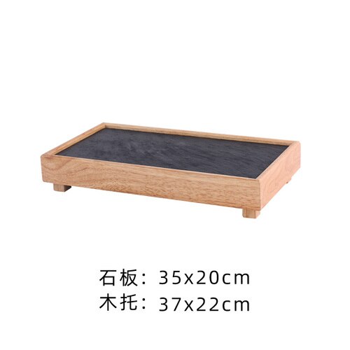 Black Rock Plate Restaurant Hotel Western Plate Kitchen Bamboo Wood Pot Shabu-shabu Plate Slate Tableware Barbecue Plate: D