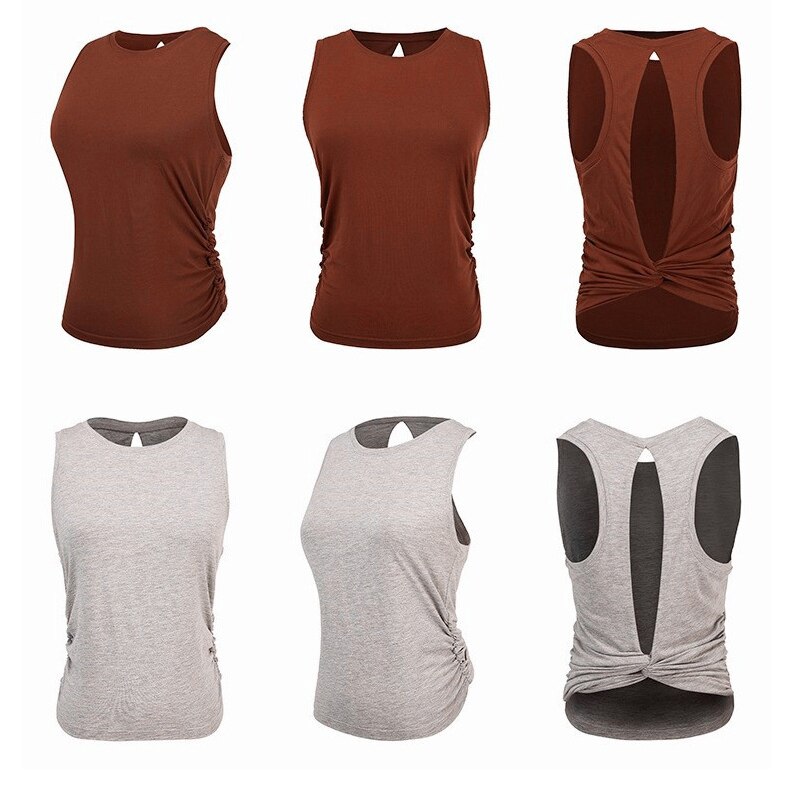 Kvinders sportstøj gym backless sports yoga toppe kvinders fitness toppe fitness t-shirt dame tank t-shirt