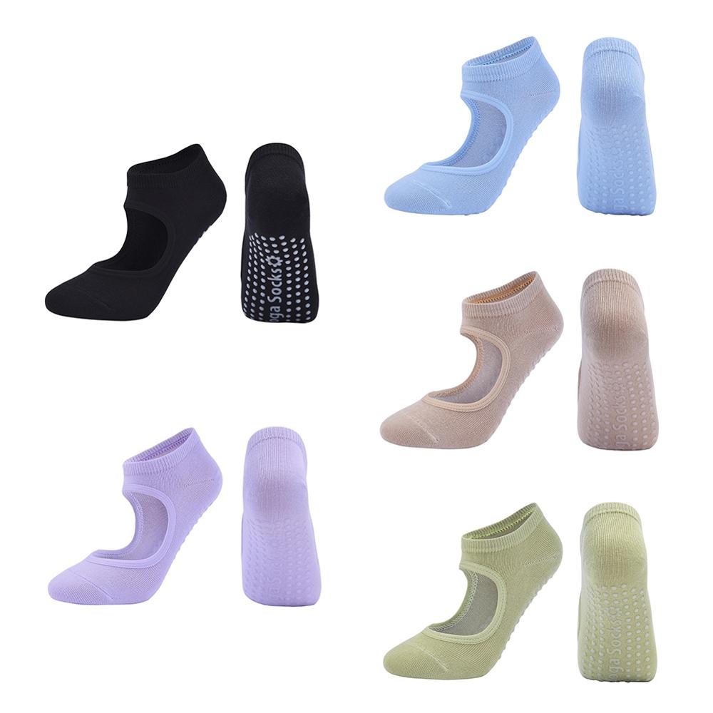 Sportsocken aus gekämmter baumwolle, tanzsocken mit neckholder, rutschfest, pilates-fitness