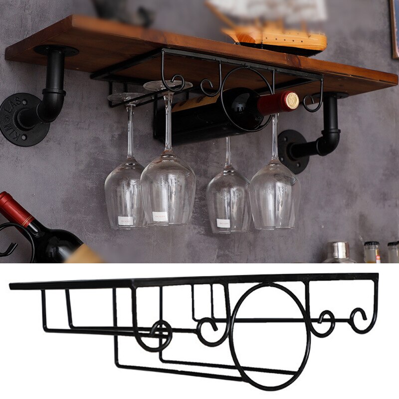 1pc vinhylle kopp glassholder vise bar hylle veggmontert flaske champagne glass henger holder bar arrangør til kjøkken