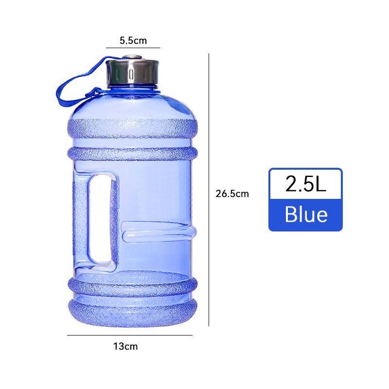 3700ml store vannflaske shaker flaske med håndtak utendørs fitness løpe gym trening plast sports vannflasker: Blå 2.2l