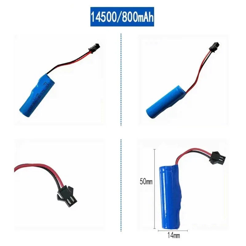 3.7V 800mah 14500 AA Batteria ricaricabile per giocattoli telecomandati Elicottero auto Treno Moto Batterie per auto giocattolo con spina SM