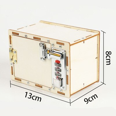 1Pcs Christmas goods Technology Wooden Gizmo DIY Mechanical Lock Box Password Puzzle Student Toys