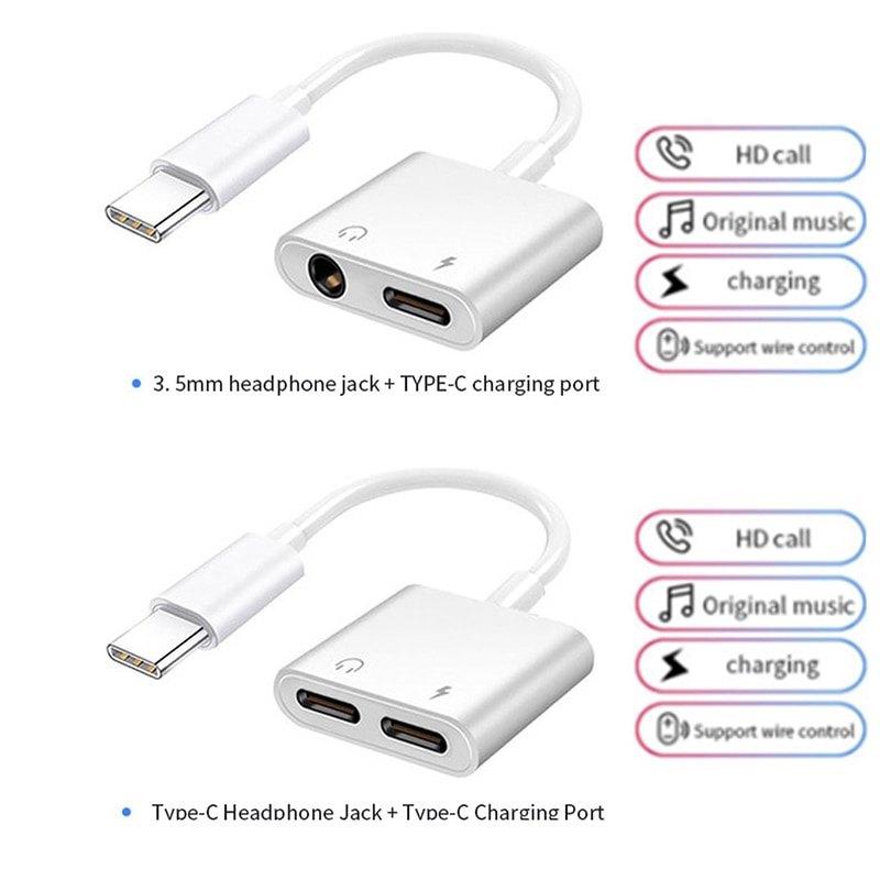 2 In 1 Usb C Adapter 3.5Mm Jack Charge Kabel Voor Samsung Note 10 Plus S20 Fe Note20 Ultra splitter Type C Naar Dual Usbc Converter