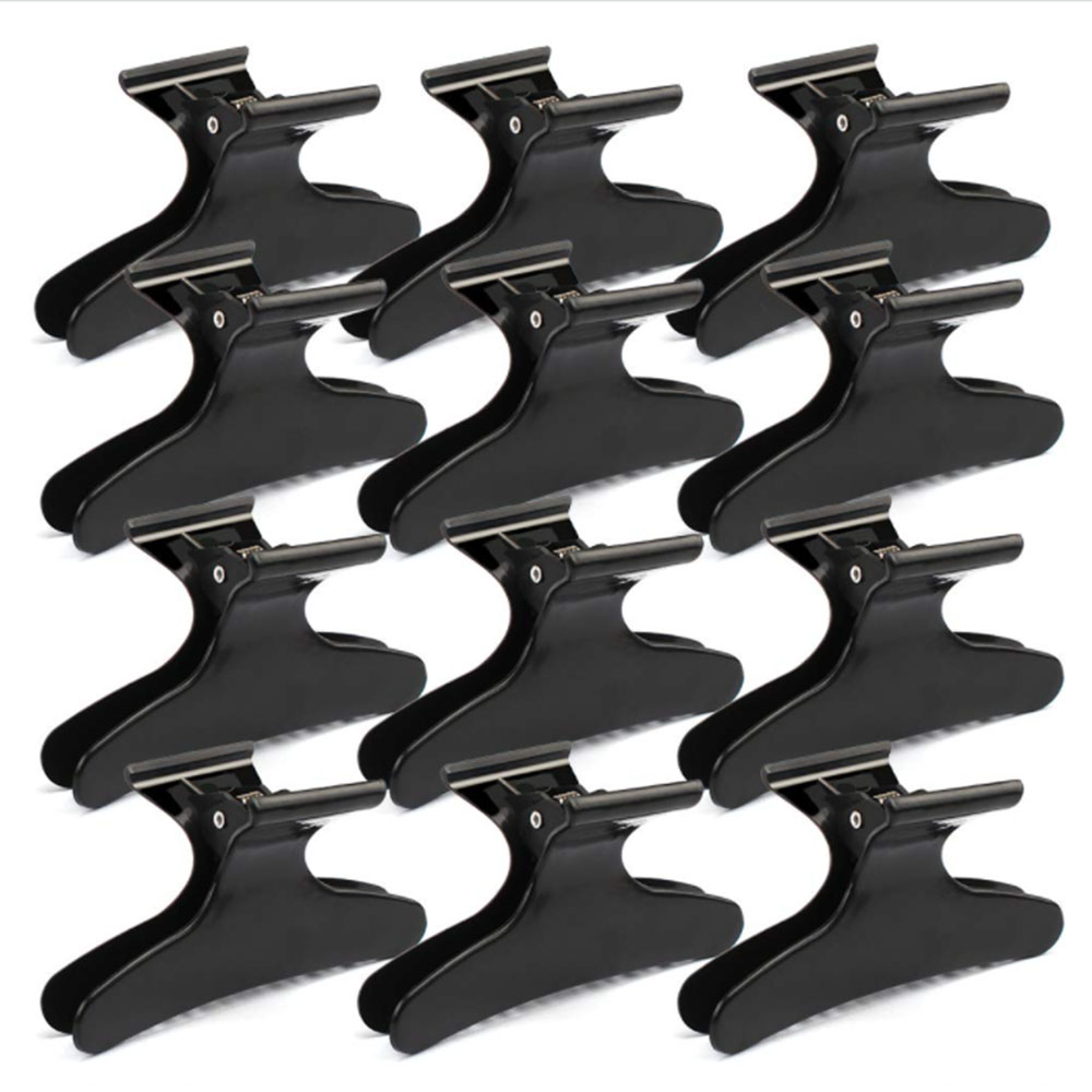 12Pcs Butterfly Hair Clamps Clips Salon Pro Section Clip For Styling Coloring Large Hairdressing Salon Tool Hair Accessories: black