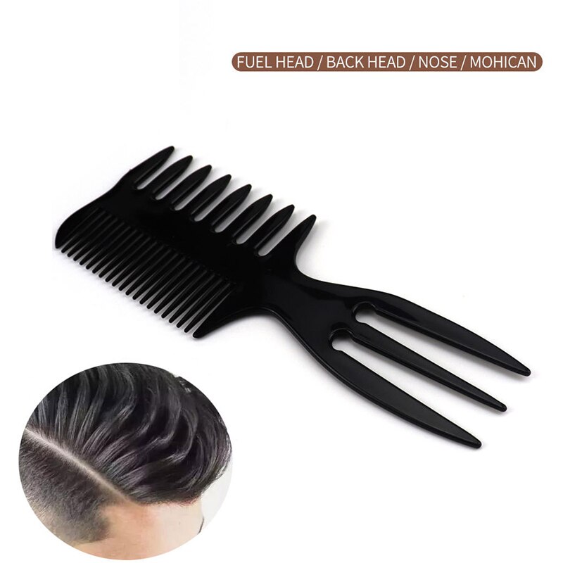 Barbería para hombres, juego de peine para el cabello, horquilla de diente ancho, cabeza de aceite Vintage, color negro