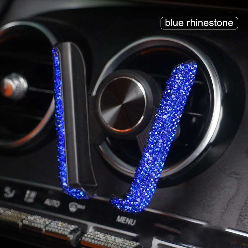 Universele Mooie Bling Glitter Auto Mount Automatische Zwaartekracht Mobiele Stand Telefoon Houder Voor Vrouwen: blue