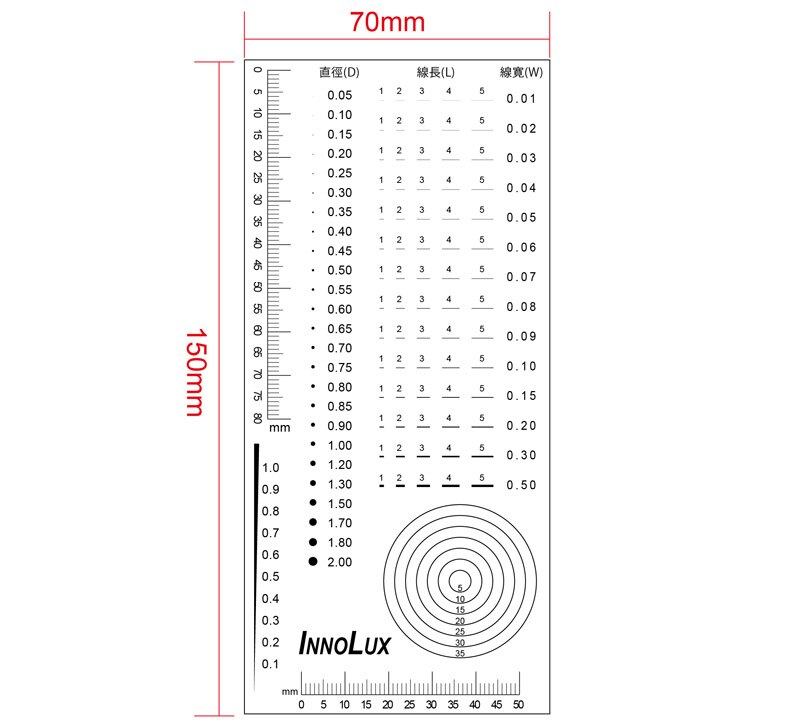 Round Corner R Corner Radius Point Line Gauge Area Measurement Film Ruler Calibration Slide Transparent PET Stain Card: 10