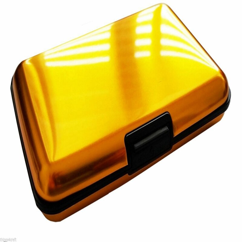 Waterdichte Zaken Id Credit Card Wallet Holder Metal Pocket Case Box: Gold-Glossy