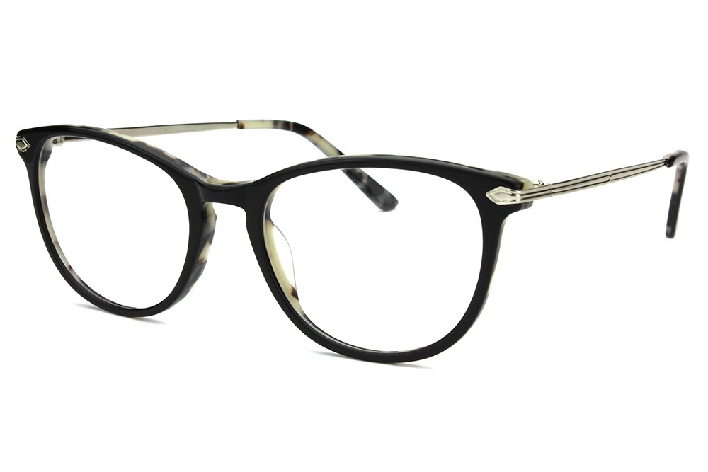 Zenottic retro acetaat brilmontuur voor dames, bril op sterkte, mannelijke nerd, bijziendheid, optische bril met heldere lenzen, brillen: Zwart 001