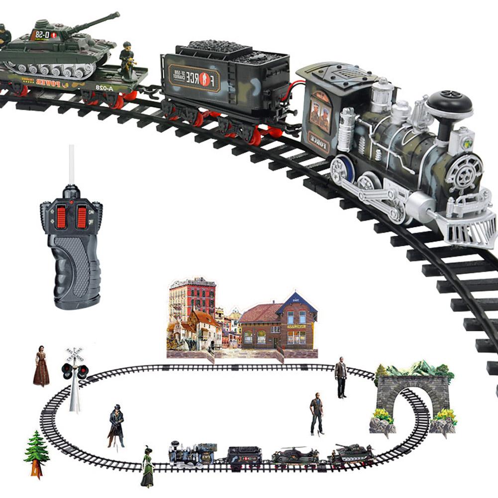 Trein Sets Oplaadbare Classic Stoomtrein Speelgoed Set Elektrische Rook Afstandsbediening Track Voor Kinderen Speelgoed Set X Mas