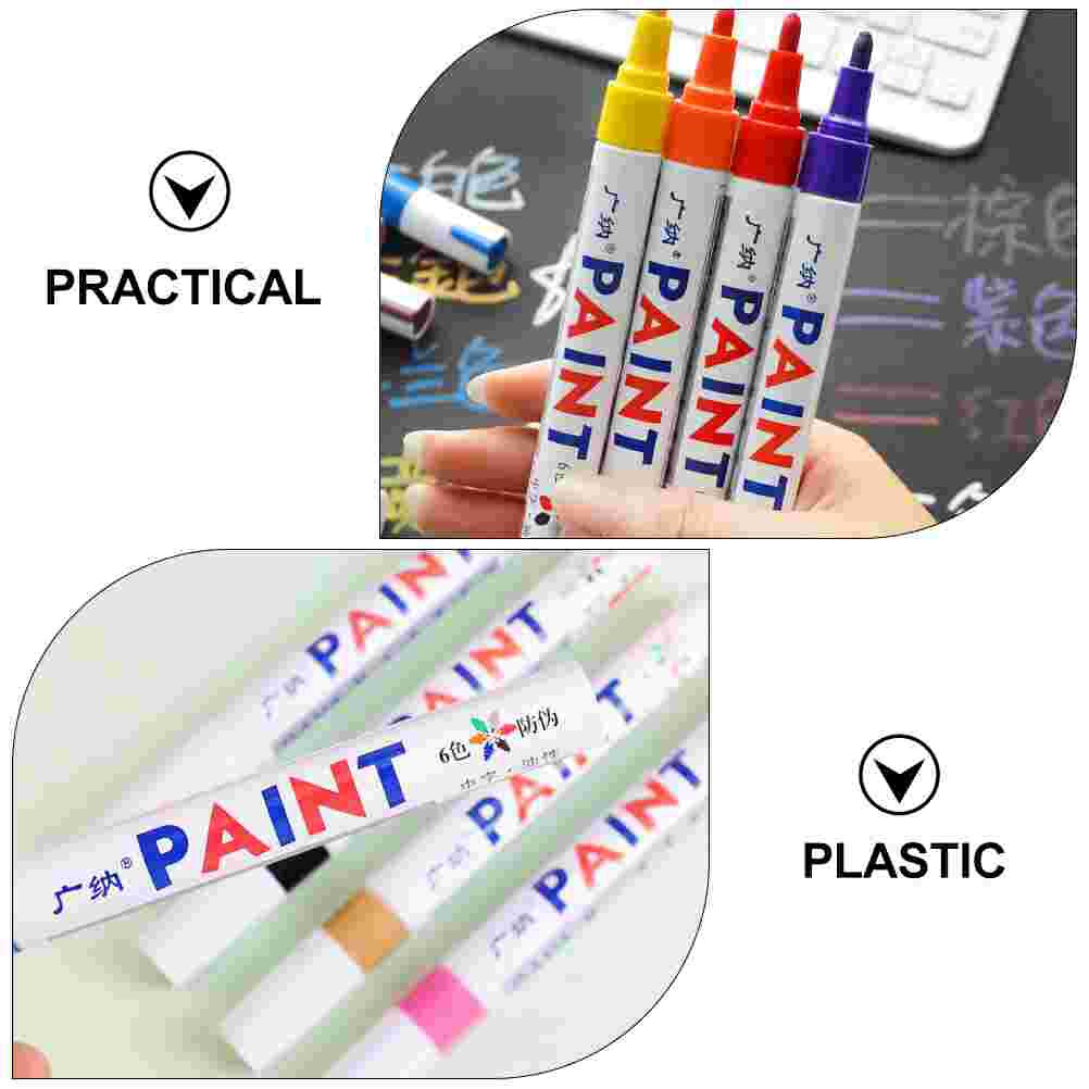 6pcs Industrial Paint Pens Paint Repair Pen Waterproof Marker Graffiti Color Markers