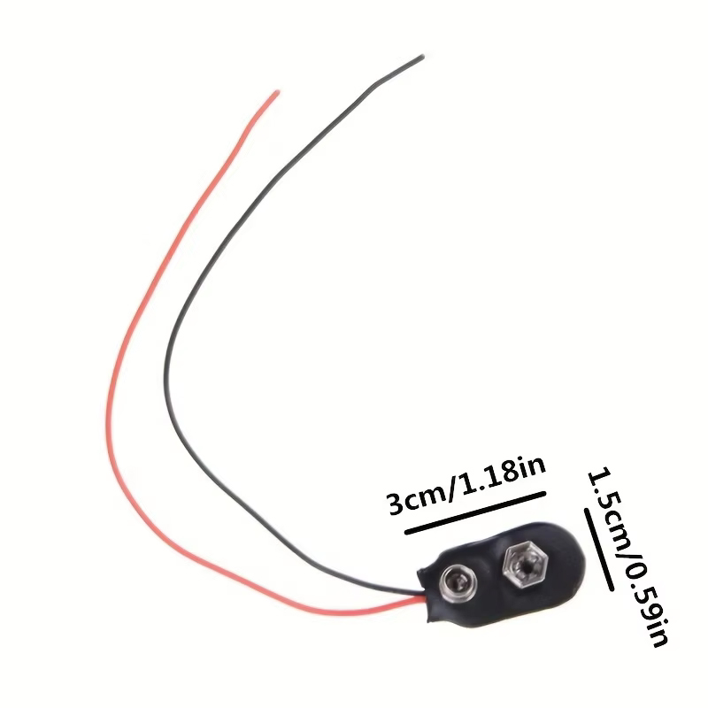 10 Stück 9 V Batterie-Clips, 10 cm, Schwarz, Rot, 2-Draht-Kabel-Verbindung, Anschluss, Schnalle, 9 Volt, Batterie-Clip-Anschluss, Batteriehalter