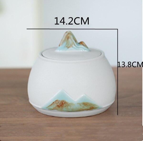 Chinese Ceramic Tea Pot Sealed Ceramic Storage Pot Household Black Tea Storage Tank Household Stoneware Tea Pot Decoration: H-1PCS