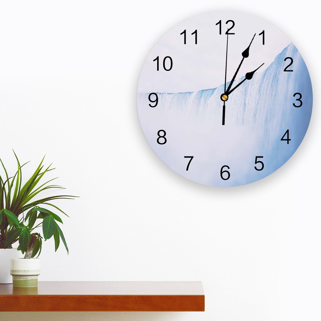 White Niagara Falls Cliffs PVC Wall Clock Home Decor Bedroom Silent Clock Kitchen Living Room Wall Digital Clock