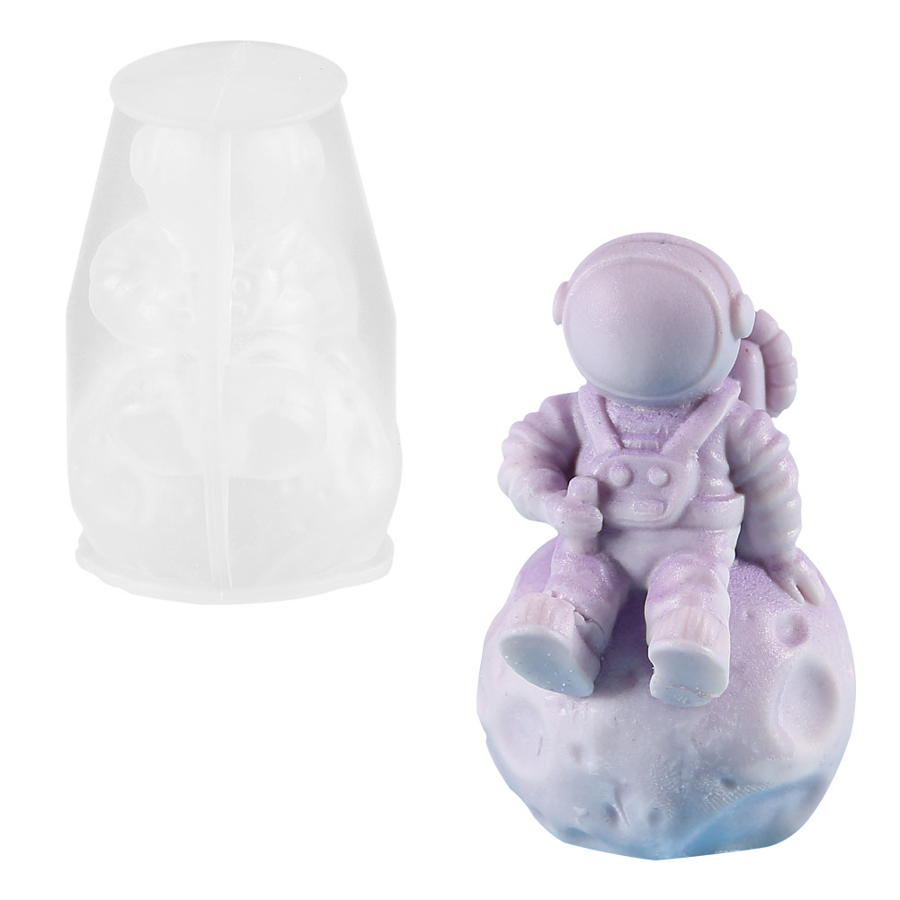 Stampo per candele a forma di astronauta 3D in silicone morbido facile da sformare stampi per il corpo umano lunare sapone resina cioccolato stampo per cubetti di ghiaccio decorazioni per la casa: Default Title