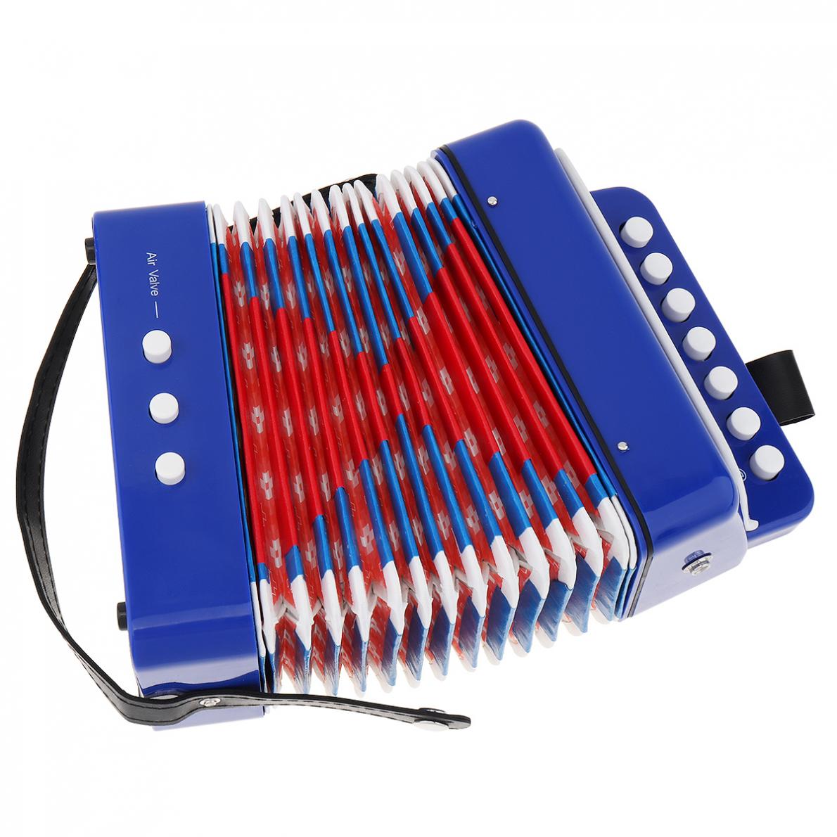Mini accordéon pour enfants, 7 touches, 2 basses, Instrument de musique éducatif pour débutants, clavier: Bleu