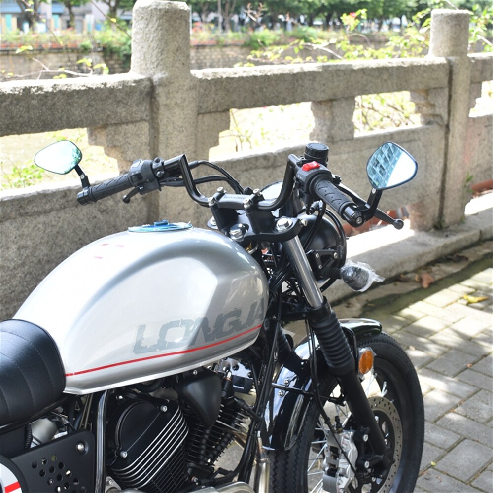 Vintage Motorfiets Stuur 22Mm Chopper Bobber Tracker Slepen Bar M-Bar Voor Royal Enfield Cafe Racer Stuurwiel 7/8 &#39;&#39;Zwart