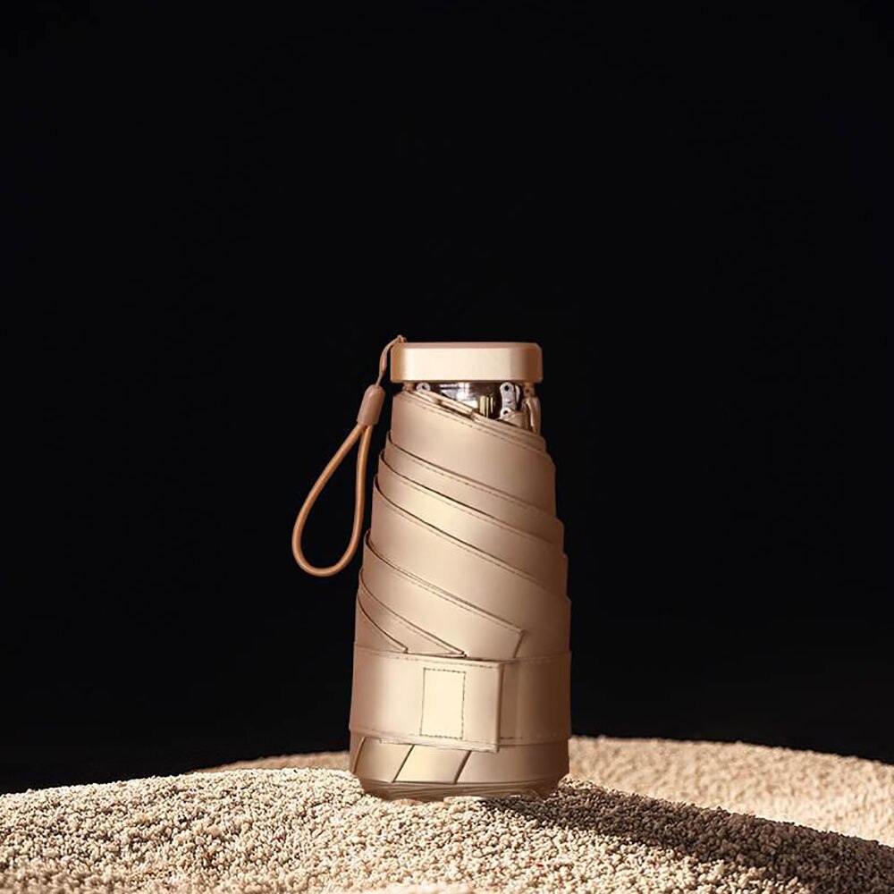 Mini Gold Umbrella Flat Five Fold Umbrella Pocket Umbrella Folding Sunny Rain Dual-use Portable UV Sunscreen Umbrella