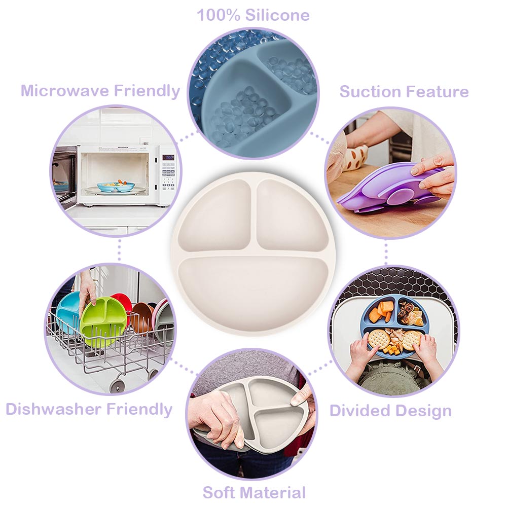 Suction Cup Plate Dispensing Baby Dishes Anti-slip Children's Tableware Silicone Feeding Set Food Bowl Blw Utensils Cutlery Acce