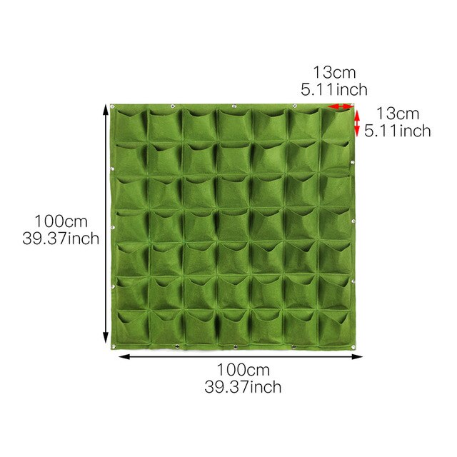 Wall Hanging Planting Bags 18/36/49/72 Pockets Green Grow Bag Planter Vertical Garden Vegetable Living Garden Bag Flowers Supply: 49 grid green