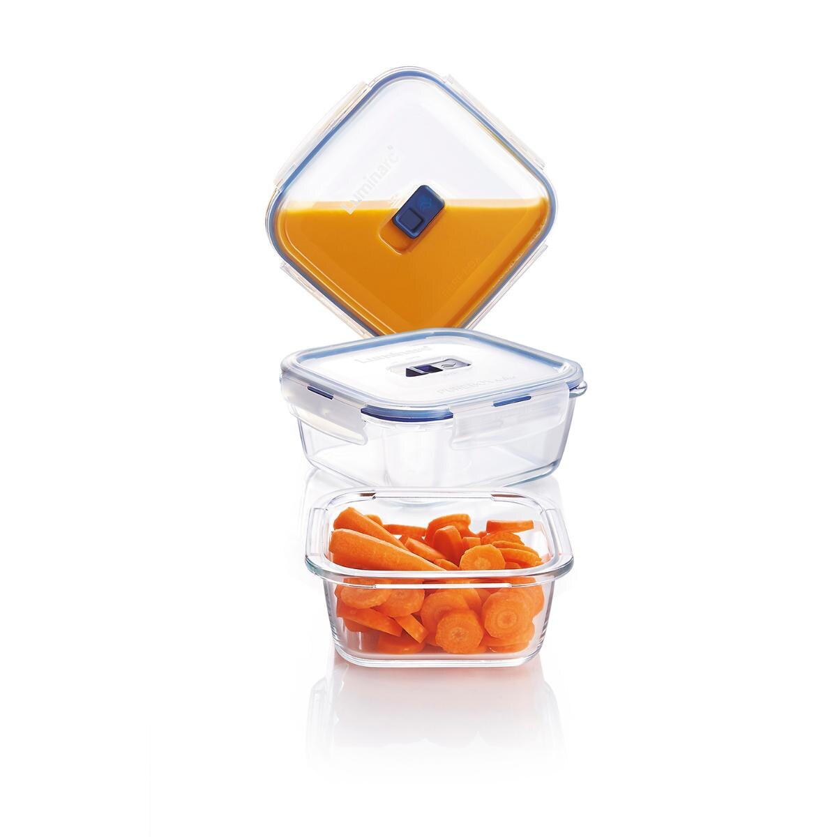 LUMINARC PURE BOX ACTIVE Recipiente Cuadrado Hermetico 16Cm - 122Cl Vidrio Apto Lavavajillas Apto Microondas