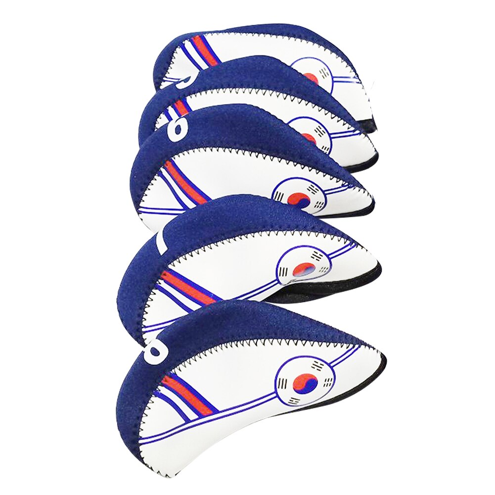 10 pièces/ensemble exquis corée drapeau impression Golf Club fer tête couvre protecteur Golf tête couverture ensembles fer Club tête couverture accessoires