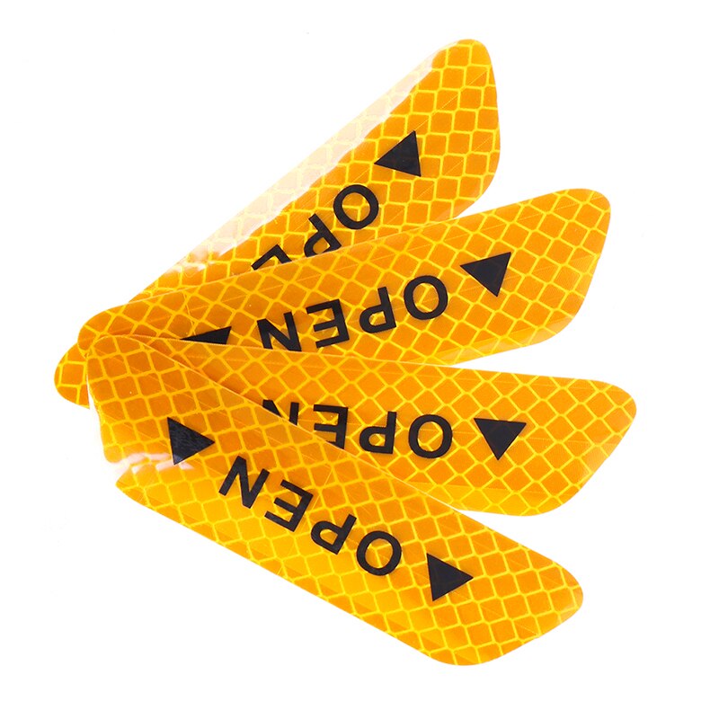 4pcs/set Car Door Stickers Safety Warning Reflective Signs OPEN Rainy And Foggy Reminder High Reflective Stickers