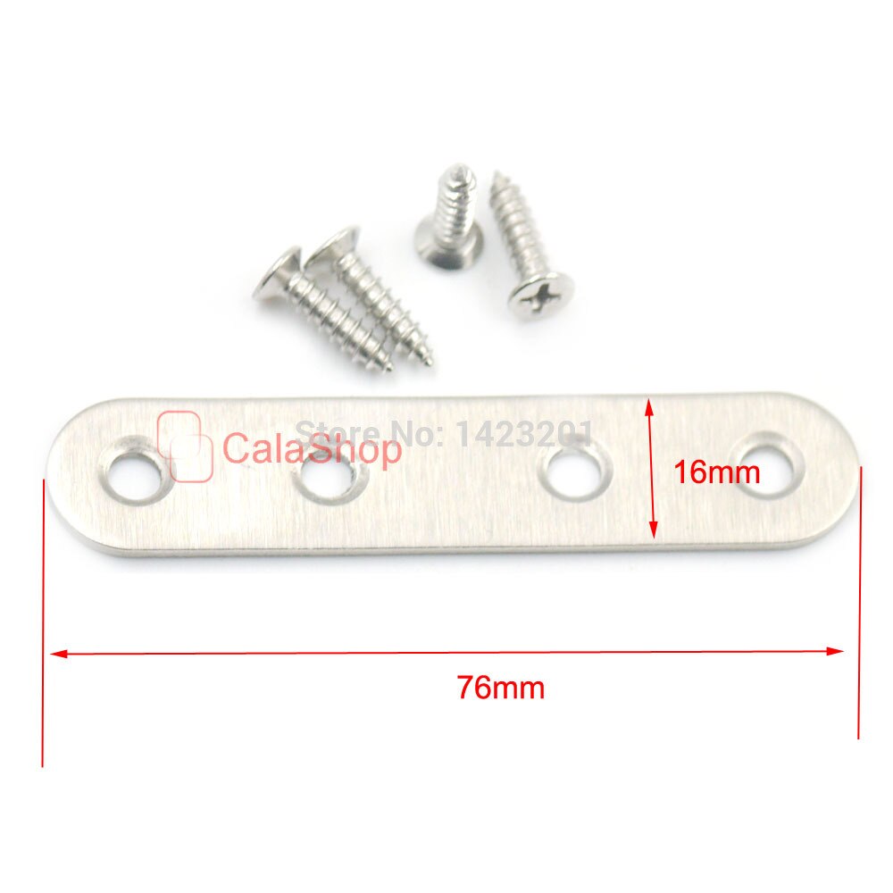 20 Pcs / Lot 46mm 56mm 76mm Length Stainless Steel Flat Fixing Plate Bracket Corner Brace Joint Fastener Angle Plate Connector