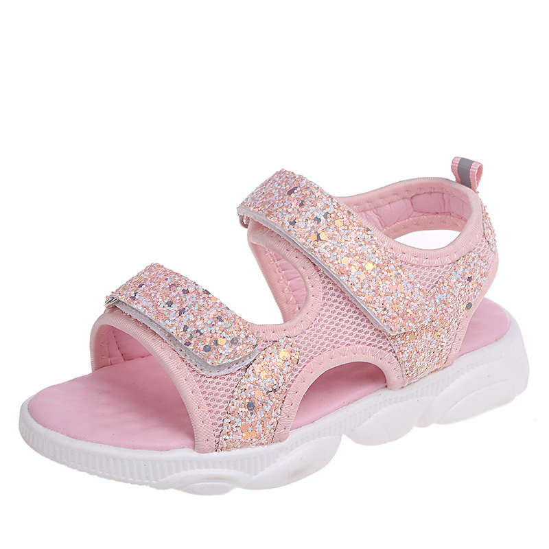 Glitter Sequin Girls Sandals Summer Korean Princess Dress Shoes Little Girls Sweet Children Beach Shoes Girls Shoes