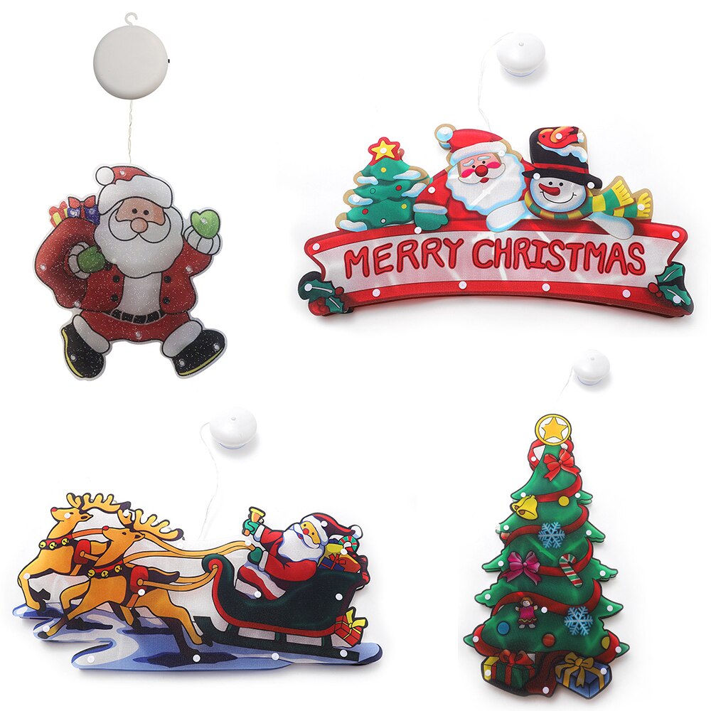 Lampe suspendue pour arbre de noël, bonhomme de neige, père noël, fenêtre, avec ventouse, crochet, pour nouvel an, , décoration intérieure et extérieure