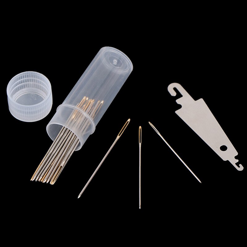 30 unids/set 3,4/3,7/4,1 CM agujas de coser a mano de cuero aguja de oro ojo bordado tapiz hogar lana agujas de coser DIY