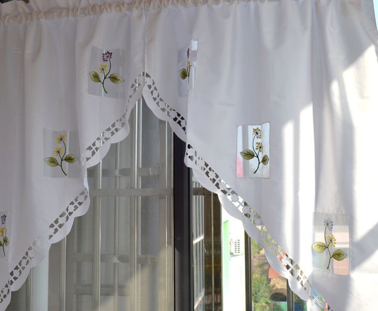 Cortina Ganchillo Beige Retro - Tul Hecho A Mano, Translúcido, Para Sala De Estar, Dormitorio