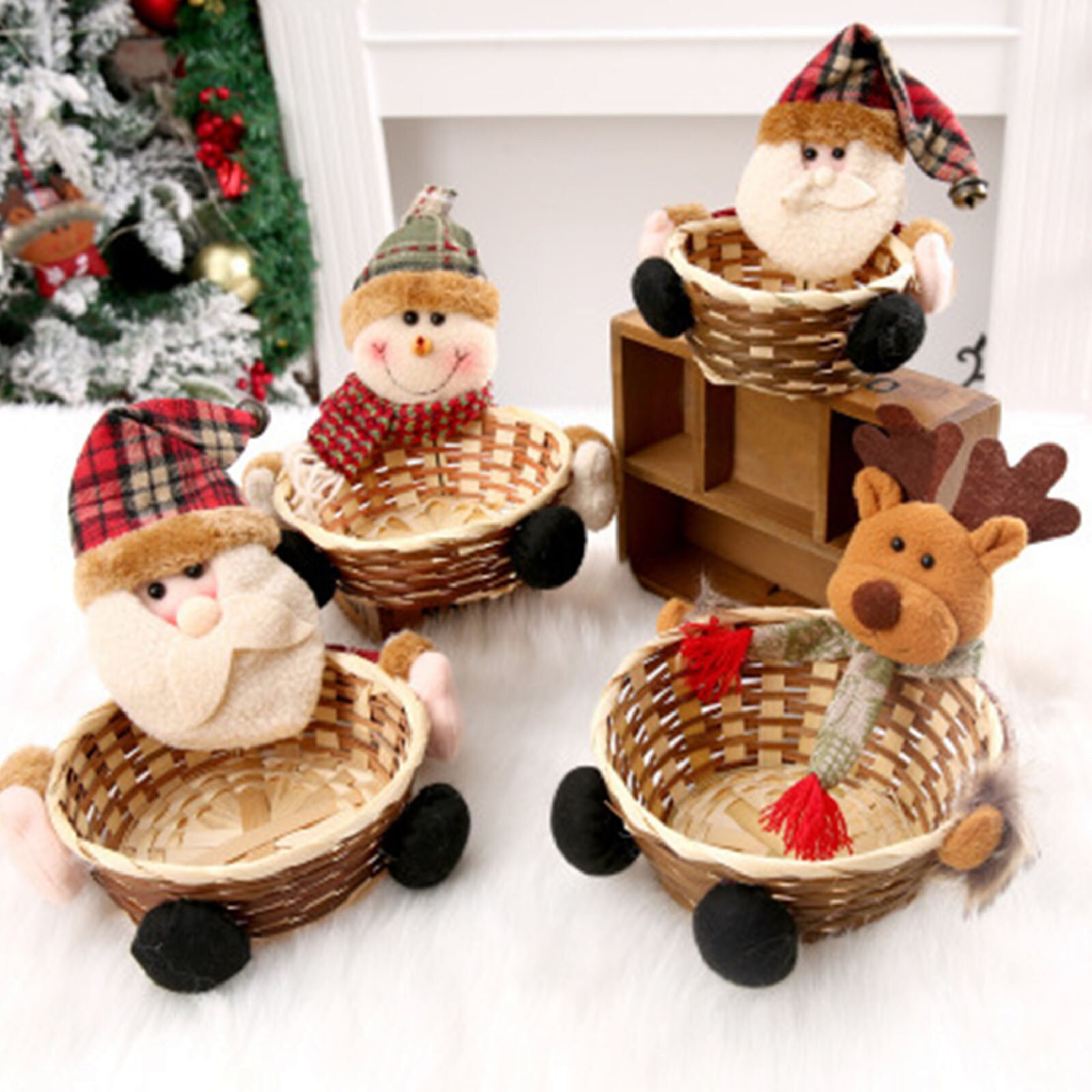 Christmas Candy Storage Basket Decoration Santa Claus Storage Basket Products For Christmas Candy Container