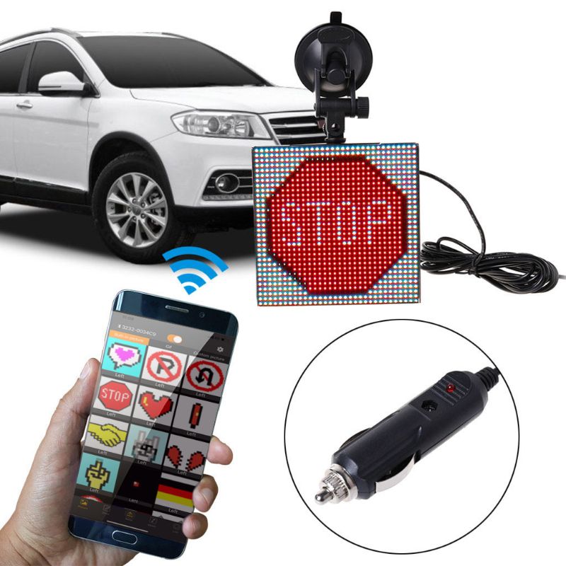 Full color wireless bluetooth App control car LED Display Screen Scrolling LED Sign,Driving instruction,Picture GIF Light