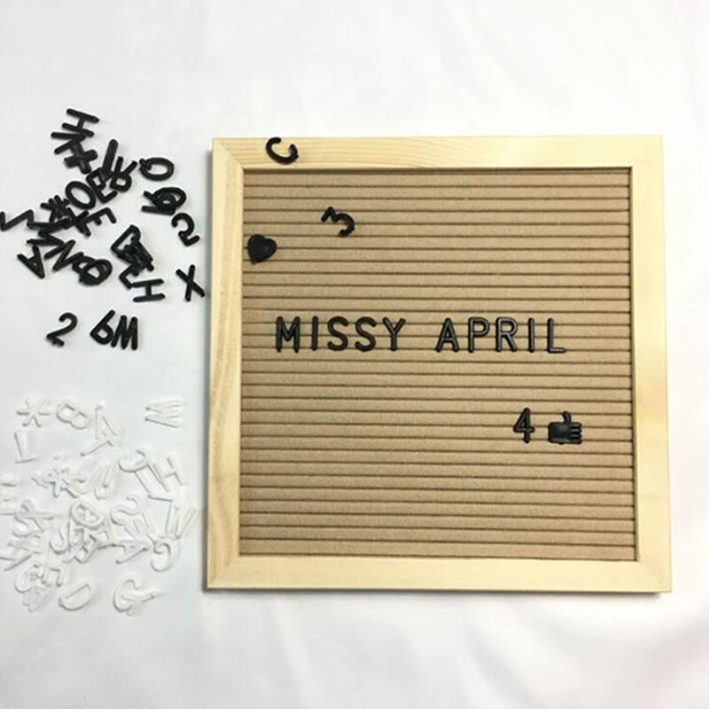 Beautiful Felt Letter Board Wooden Frame Changeable Symbols Numbers Characters Message Boards for Home Office Hogard: 3