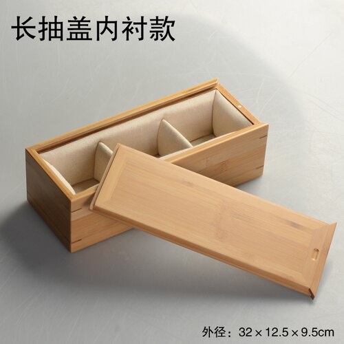 Natural Bamboo Organizer Craft Jewelry Case Holder rectangular book roll box: A