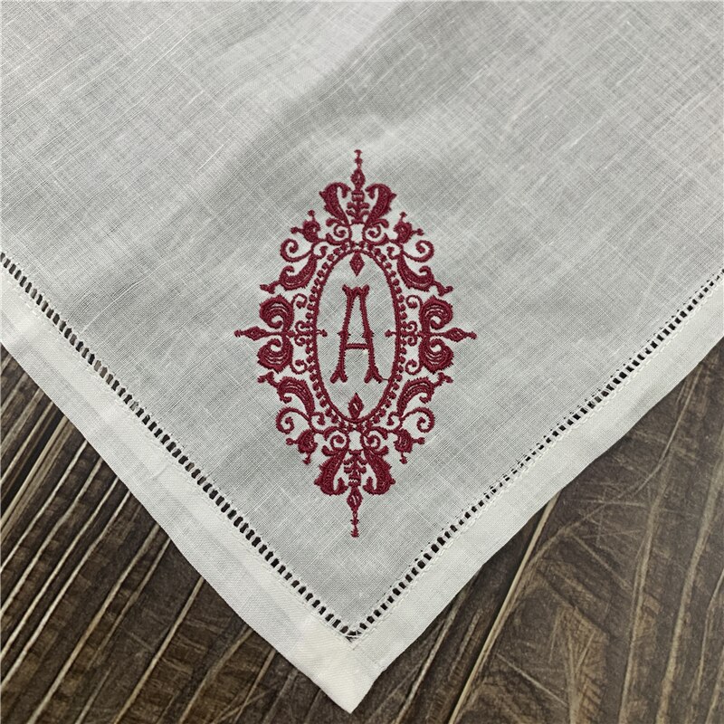 12 Pcs Monogram Zakdoeken Wit Pure Ramee Stof Zakdoeken Hemstitched Grens/Plain Klassieke 13X13-Inch