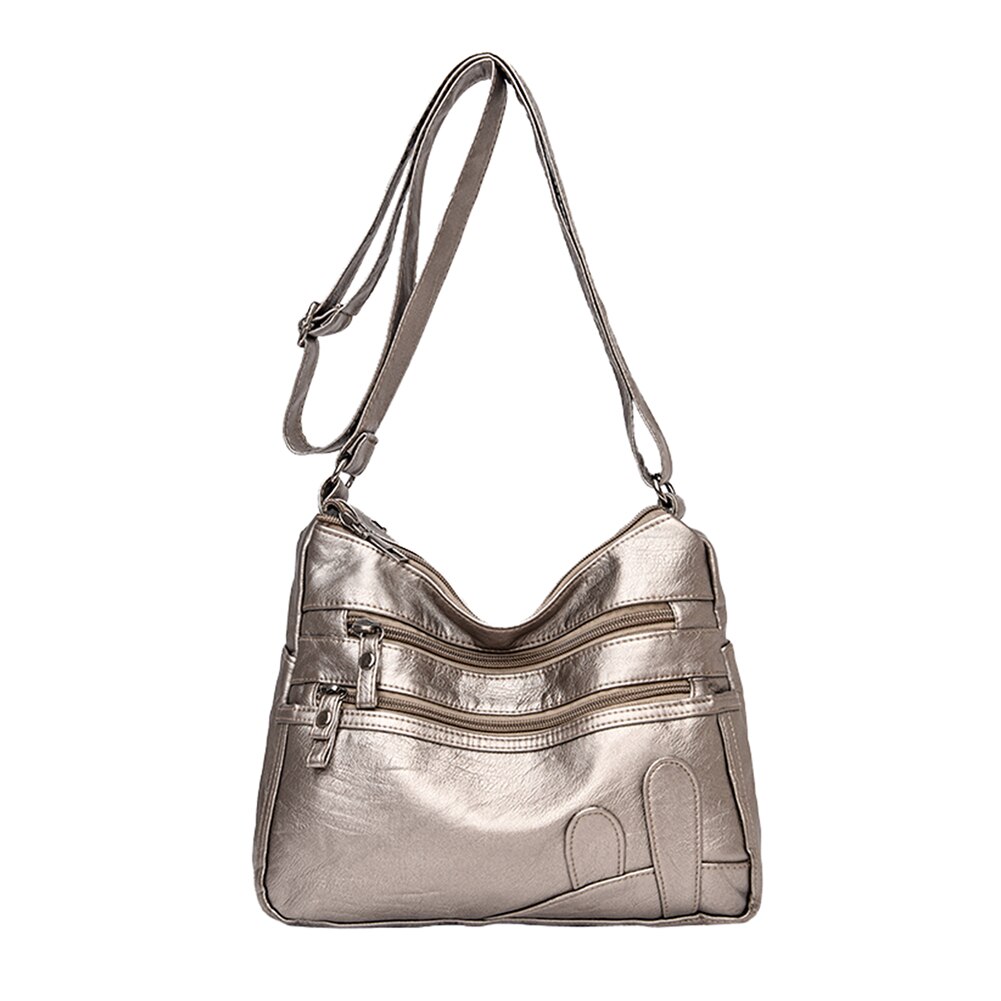 Solid Crossbody Bag Casual Women PU Shopping Street Shoulder Bags Large Capacity Multi-zipper Mother Top-handle Handbags