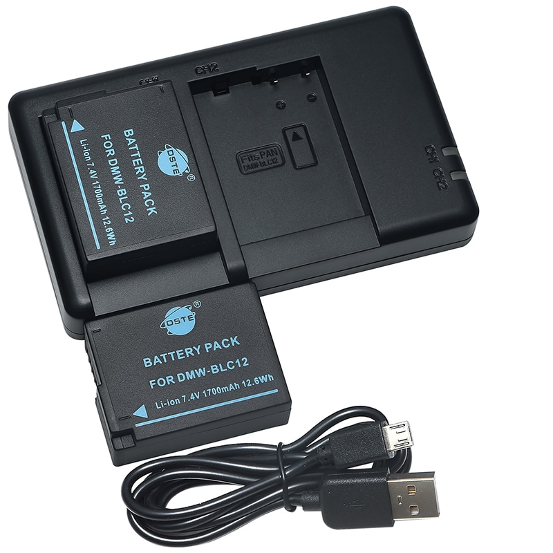 2 stuks 1700 mah 7.4v dste dmw-blc 12 blc 12e blc 12pp bp -dc12 batterijlader voor panasonic lumix  fz1000 fz200 fz300 g5 g6 g7 gh2 gx8