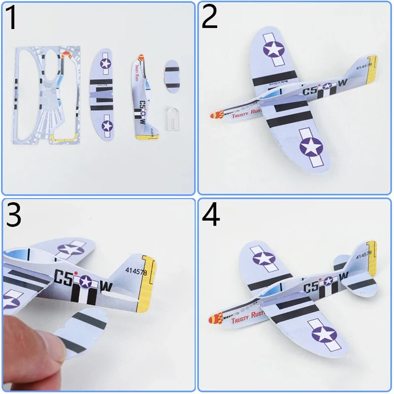 20-100 unids/bolsa planeadores aviones espuma montar avión juguetes niños de cumpleaños favores de premios escolares rellenos de