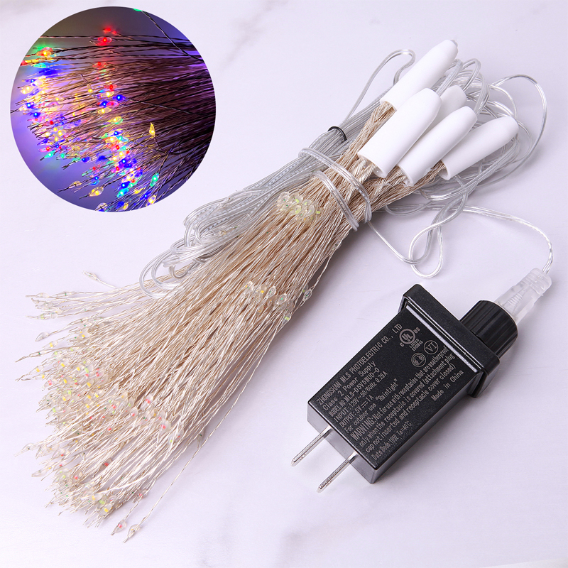 500-LED-Lichterkette mit wunderschönem Feuerwerk, DIY, Weihnachten und Neujahr, Schlafzimmer, Dekoration, Beleuchtung, Girlande, Lichterkette: RGB / US-Stecker