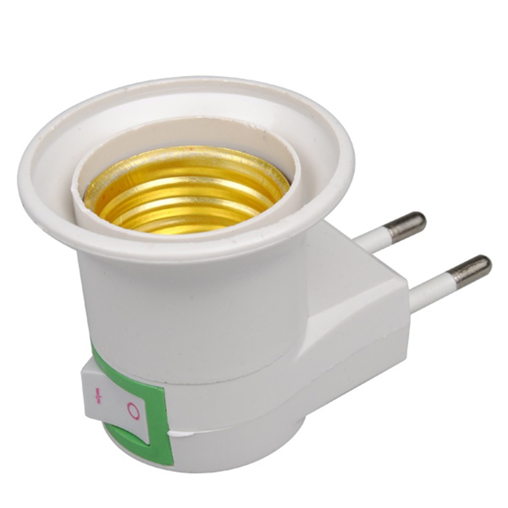 Adaptador de bombilla con enchufe de la UE, convertidor de luz LED E27, tipo de Base a CA, 220V, 1/2 Uds.