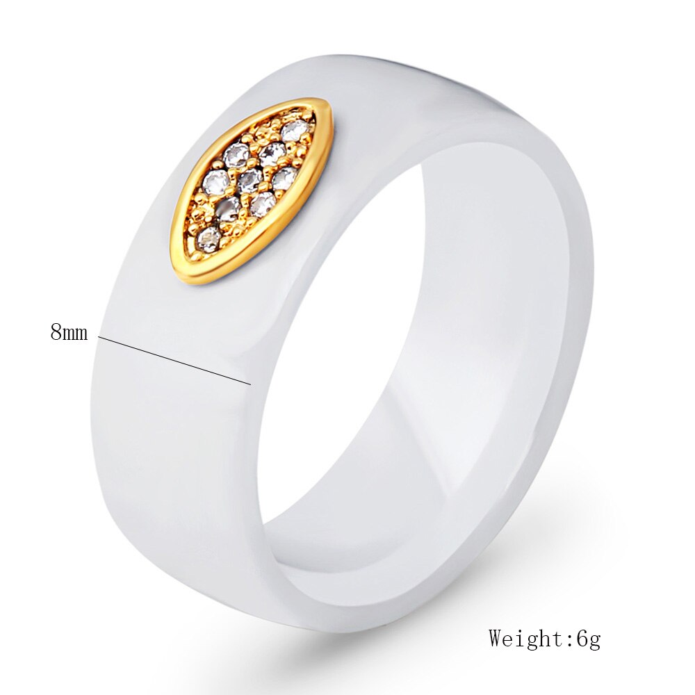 8MM Ceramic Ring Cubic Zirconia Stone Black And White Color Women men Jewelry Engagement Wedding Band